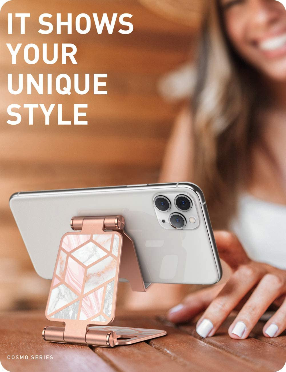 Cell Phone Stand, Foldable Adjustable Phone Mount Holder, Compatible with Iphone 14/Iphone 13/Iphone 12/Iphone 11/Galaxy S22/S21/Pixel 6, Android Smartphones, All Smart Phone (Marble)