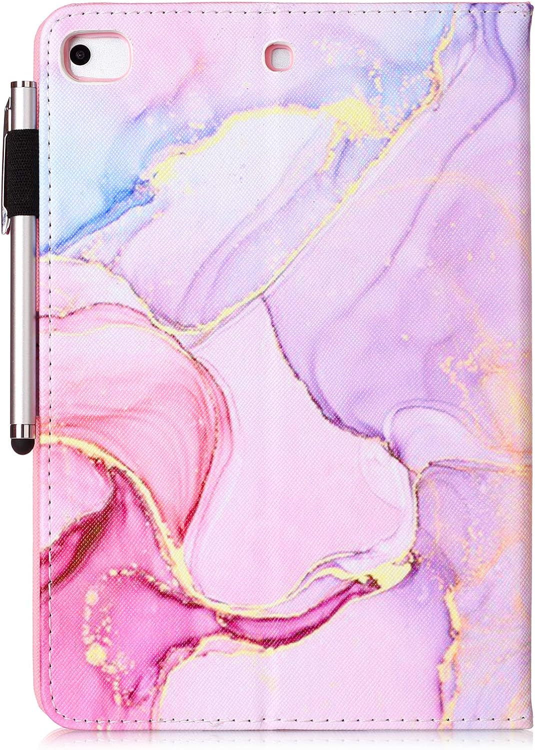 Ipad Mini 5 Case Mini 4 Mini 3 2 Cover, Smart Wake Sleep Flip Stand Case Soft PU Leather Protective Case with Card Slot Pen Holder for Apple Ipad Mini 1 2 3 4 5 - Pink Marble