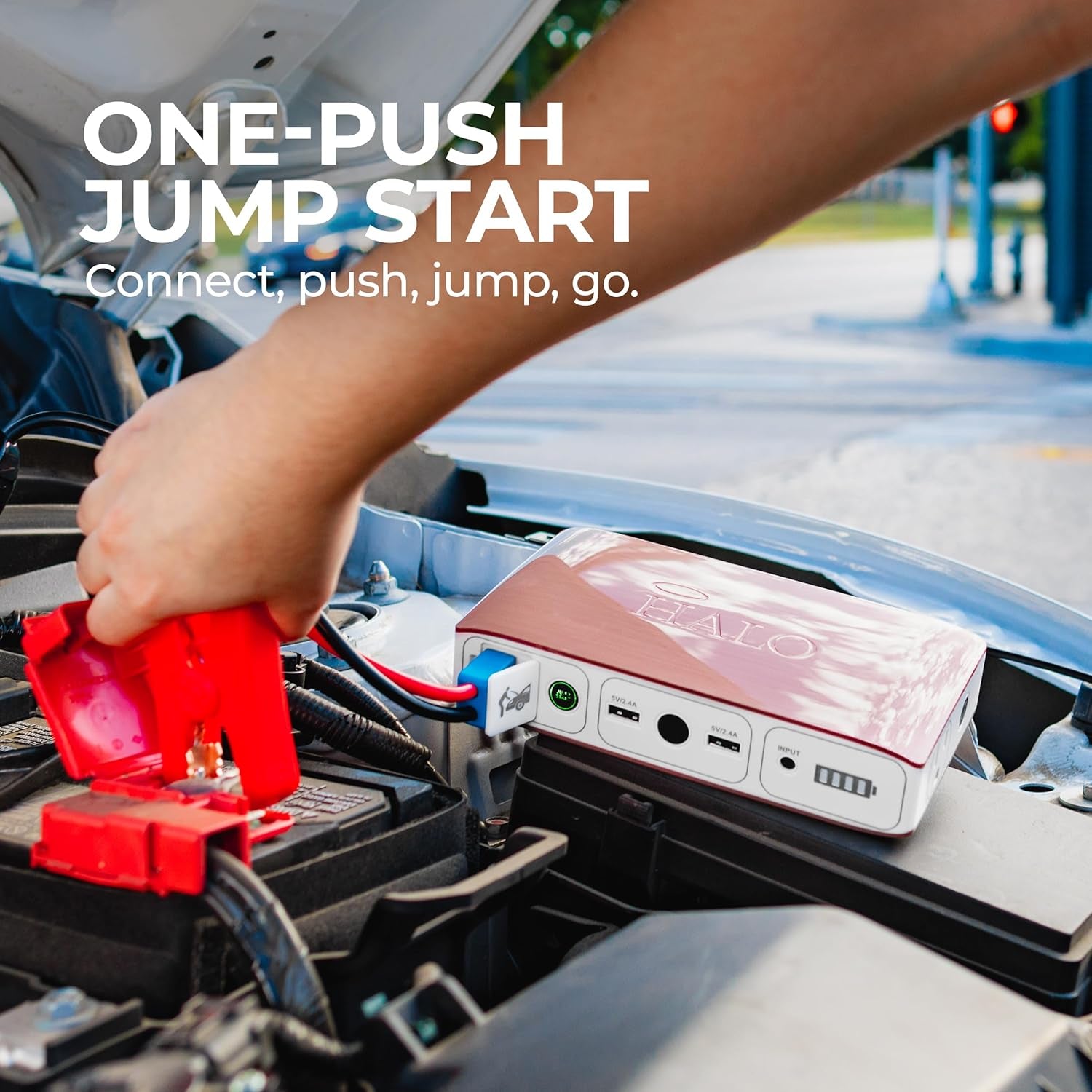 Bolt 58830 Mwh Portable Phone Laptop Charger Car Jump Starter with AC Outlet and Car Charger - Rose Gold