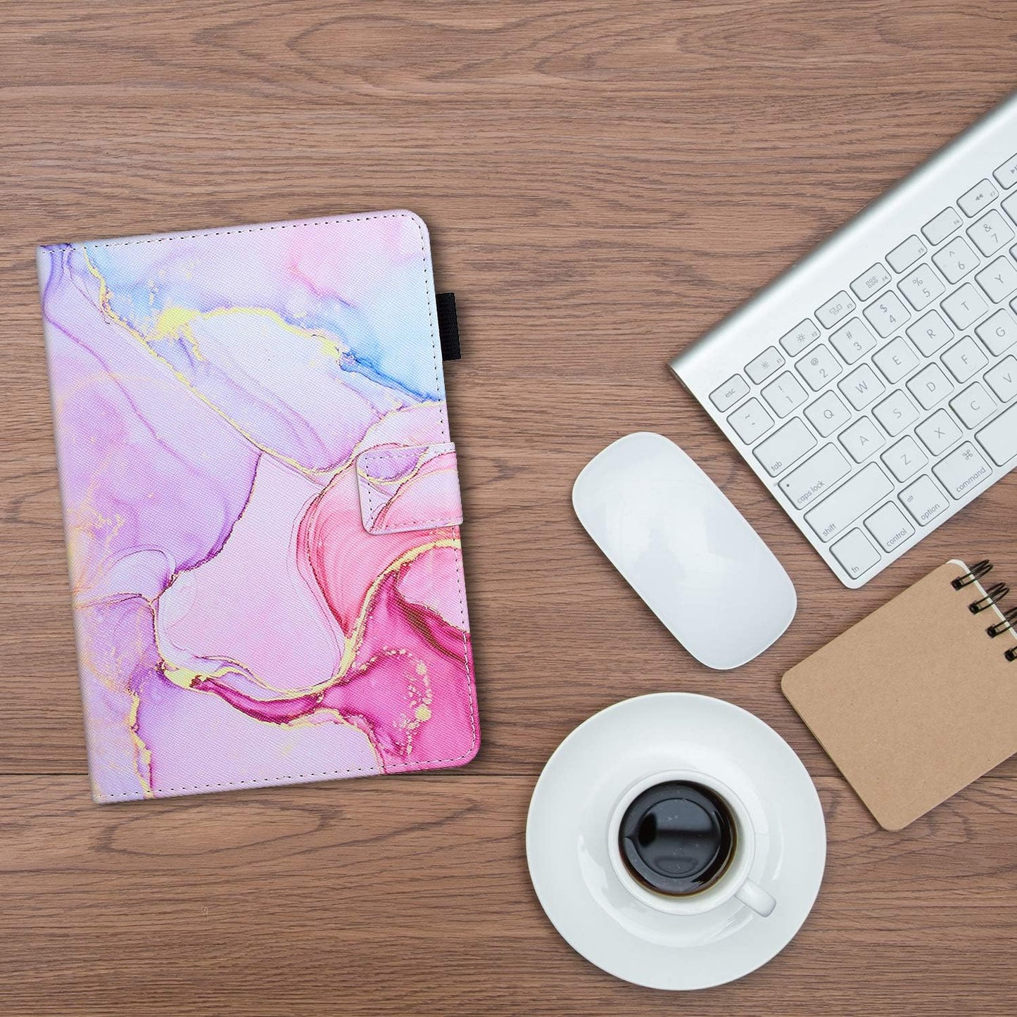 Ipad Mini 5 Case Mini 4 Mini 3 2 Cover,  Smart Wake Sleep Flip Stand Case Soft PU Leather Protective Case with Card Slot Pen Holder for Apple Ipad Mini 1 2 3 4 5 - Pink Marble