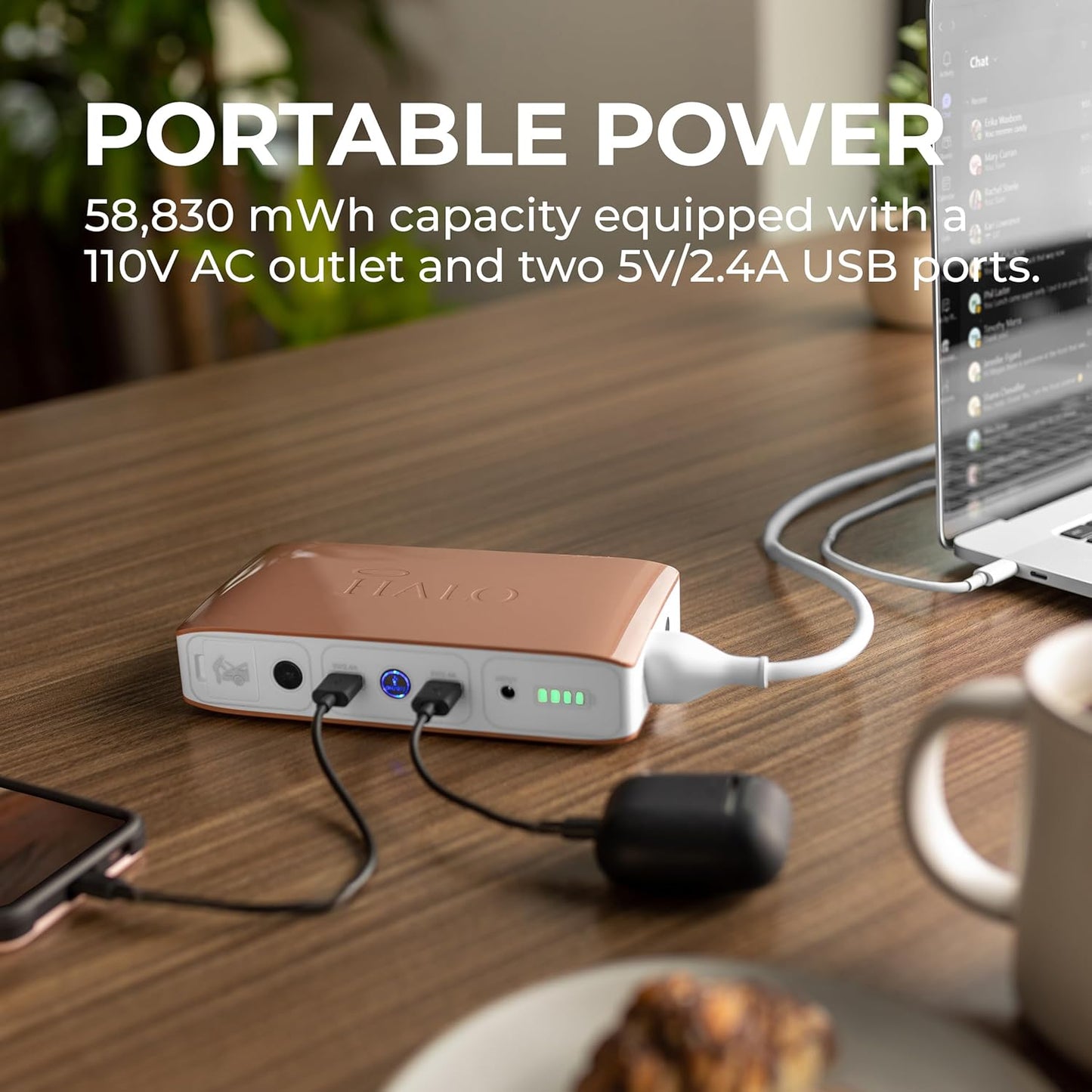 Bolt 58830 Mwh Portable Phone Laptop Charger Car Jump Starter with AC Outlet and Car Charger - Rose Gold