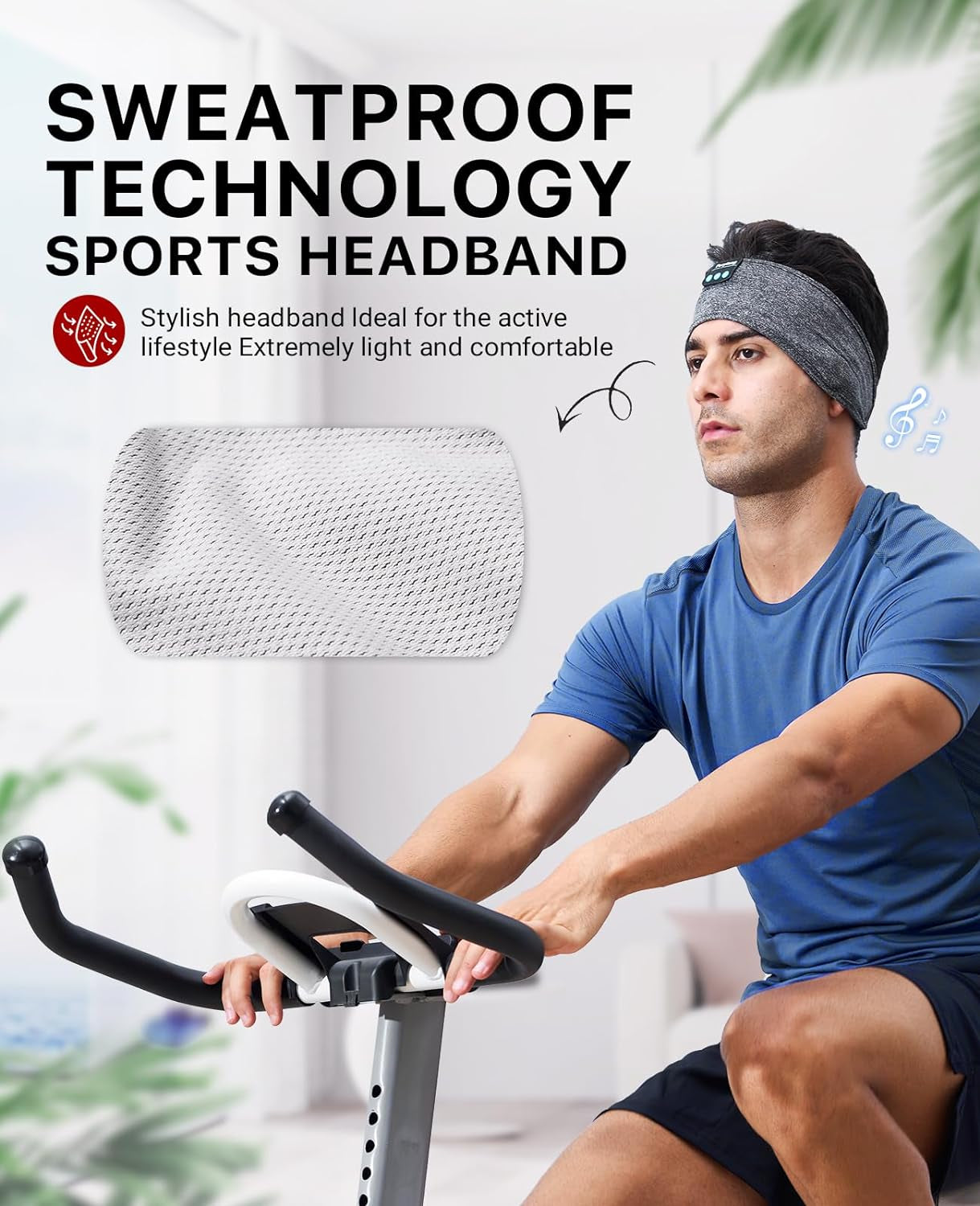 Sleep Headphones Wireless, Bluetooth Sports Headband Headphones with Ultra-Thin HD Stereo Speakers Perfect for Sleeping,Workout,Jogging,Yoga,Insomnia, Air Travel, Meditation, Grey