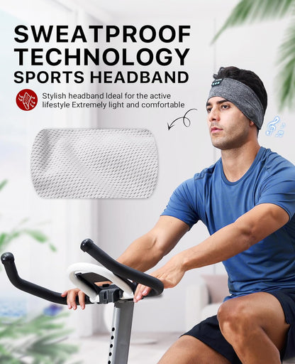 Sleep Headphones Wireless, Bluetooth Sports Headband Headphones with Ultra-Thin HD Stereo Speakers Perfect for Sleeping,Workout,Jogging,Yoga,Insomnia, Air Travel, Meditation, Grey