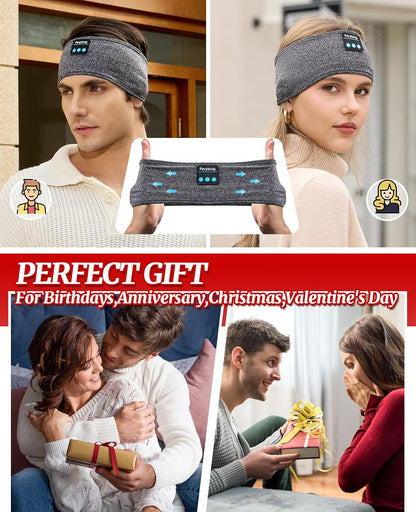 Sleep Headphones Wireless, Bluetooth Sports Headband Headphones with Ultra-Thin HD Stereo Speakers Perfect for Sleeping,Workout,Jogging,Yoga,Insomnia, Air Travel, Meditation, Grey